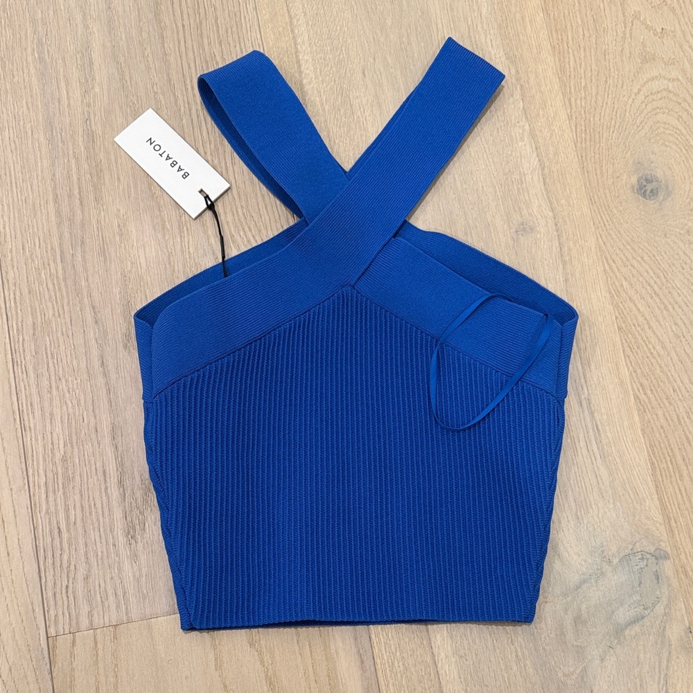 Babaton Royal Blue Ribbed Crop Top